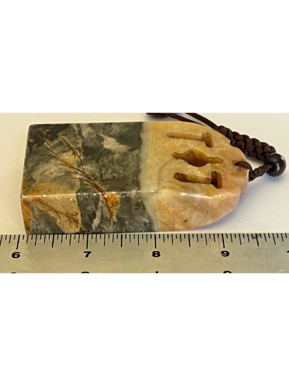 Shoushan Stone Seal Chop Hand-Carved Landscape & Calligraphy Design 3.5" T VTG - Picture 9 of 9